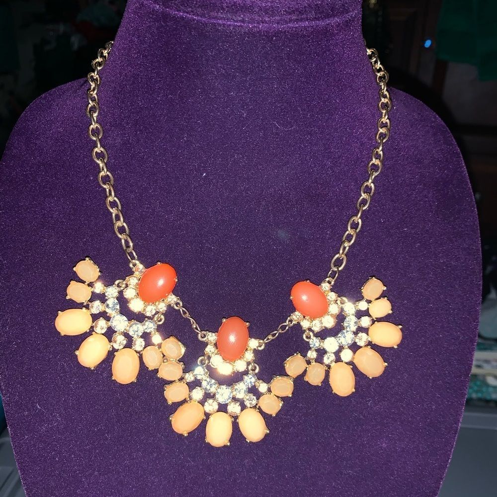 Orange Rhinestone Necklace